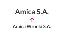 2016 - Pakeistas pavadinimas i&scaron; Amica Wronki S.A. į Amica S.A.